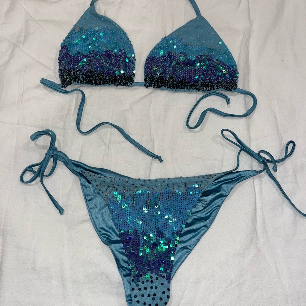 Blonde Addiction Shimmering Teal Bikini